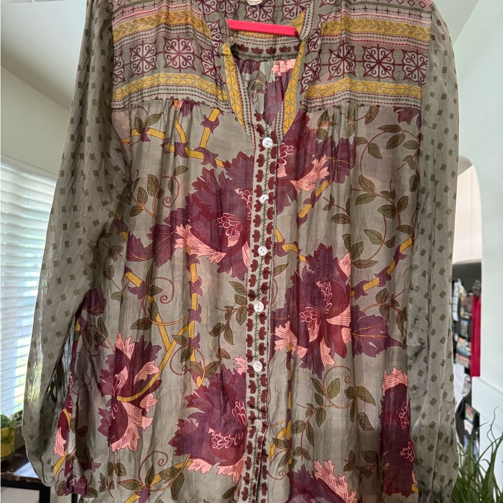 evy's tree Floral Blouse - Burgundy and Olive